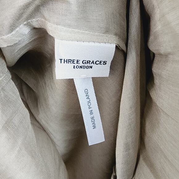 Three Graces London Tybalt Sage Green Cotton Maxi Dress Flowy US 8 - Picture 4 of 14